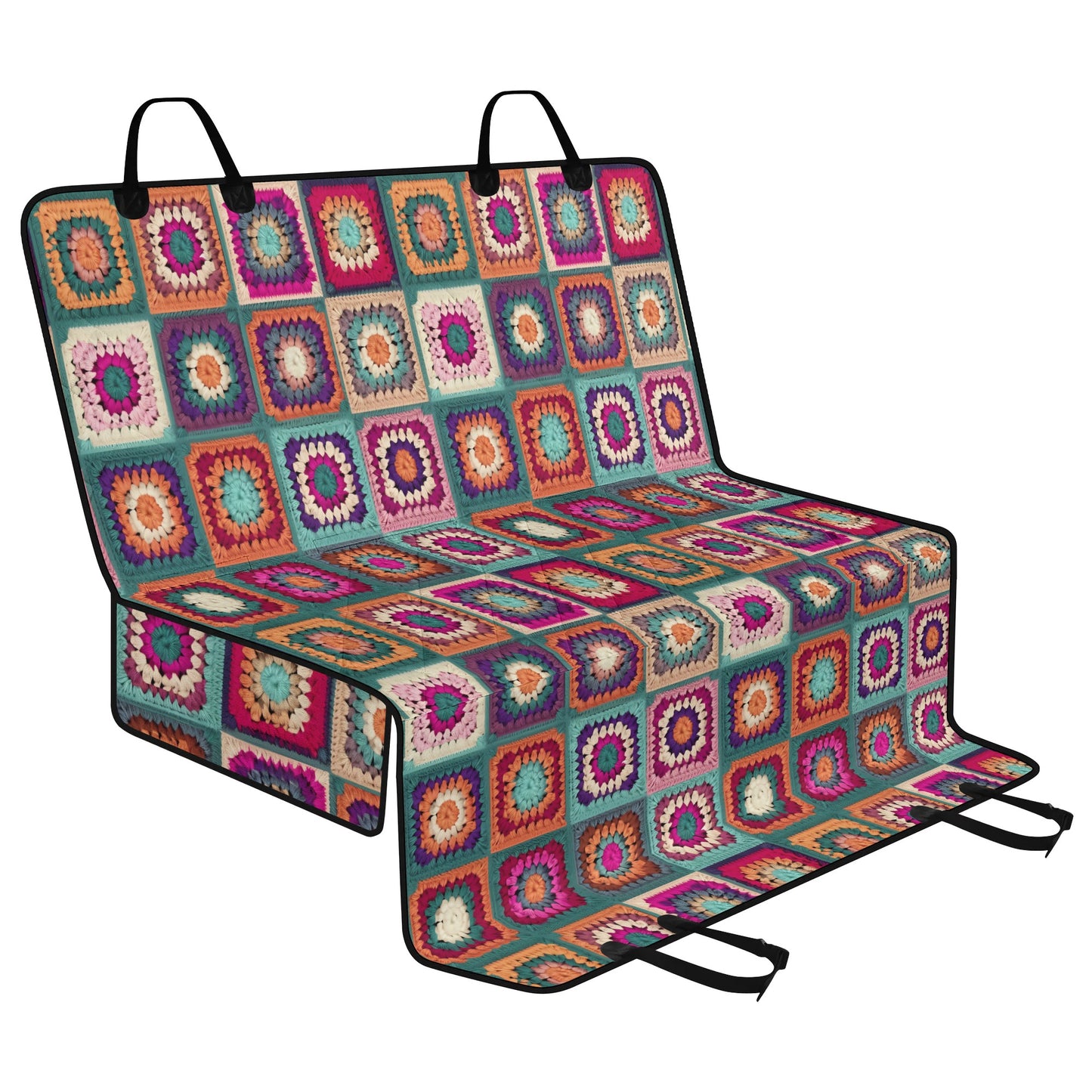 Granny Squares Car Pet Seat Cover - Waterproof Back Seat Cover Pet Hammock Dog Seat Protector