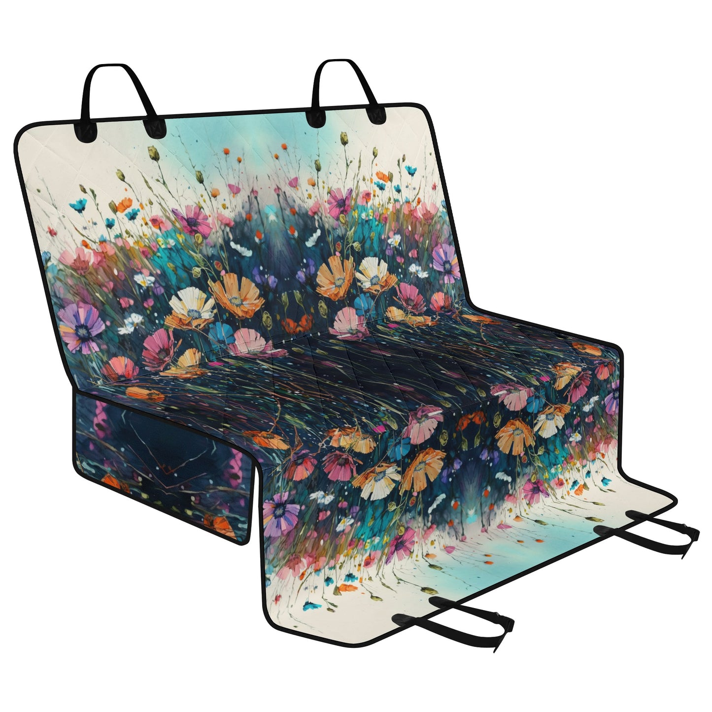 Wild Flower Meadow Car Pet Seat Cover - Waterproof Back Seat Cover Pet Hammock Dog Seat Protector