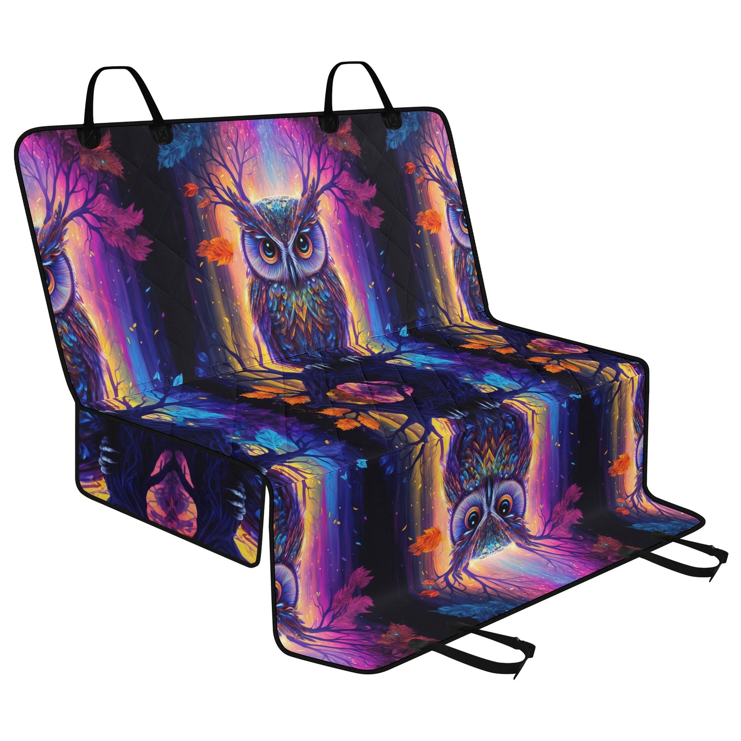 Psychedelic Owl Car Pet Seat Cover - Waterproof Back Seat Cover Pet Hammock Dog Seat Protector