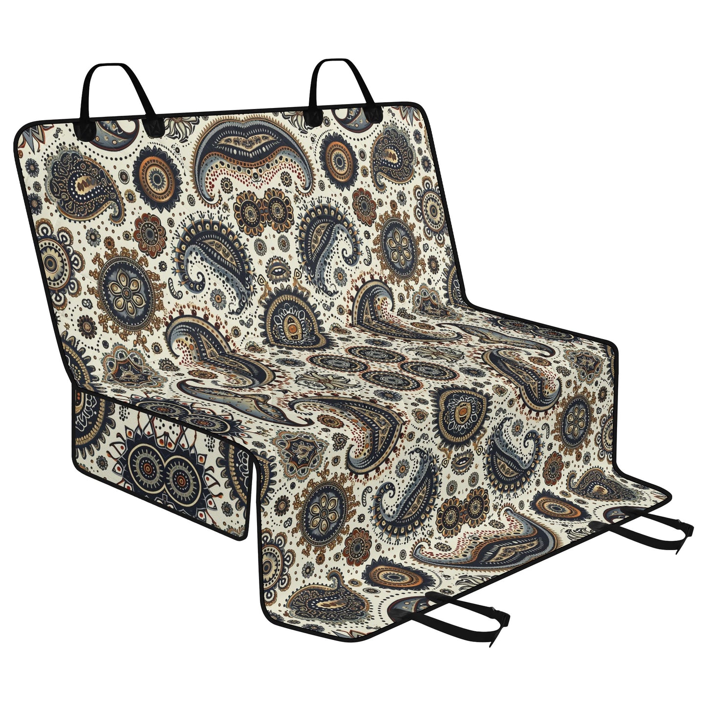 Paisley Circles White Pet Seat Cover - Waterproof Back Seat Cover Pet Hammock Dog Seat Protector