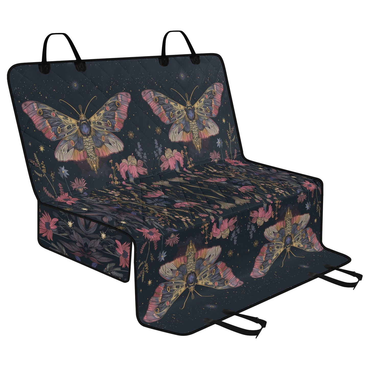 Luna Moth Pink Pet Seat Cover - Car Back Seat Cover Pet Hammock Dog Seat Protector Automotive Car Interior Waterproof Cover