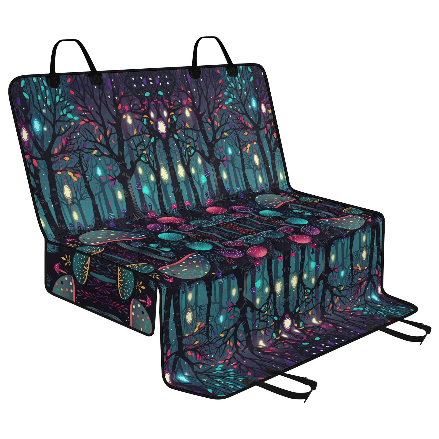 Glowing Mushrooms Forest Pet Seat Cover - Waterproof Back Seat Cover Pet Hammock Dog Seat Protector