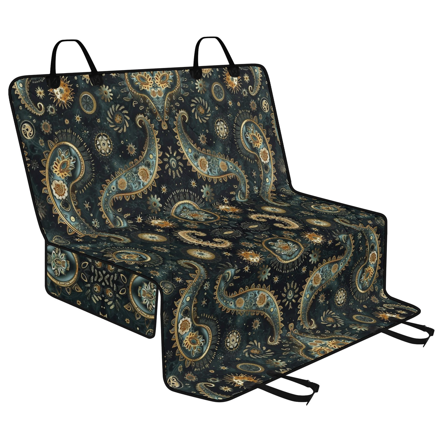 Paisley Print Black Pet Seat Cover - Waterproof Back Seat Cover Pet Hammock Dog Seat Protector