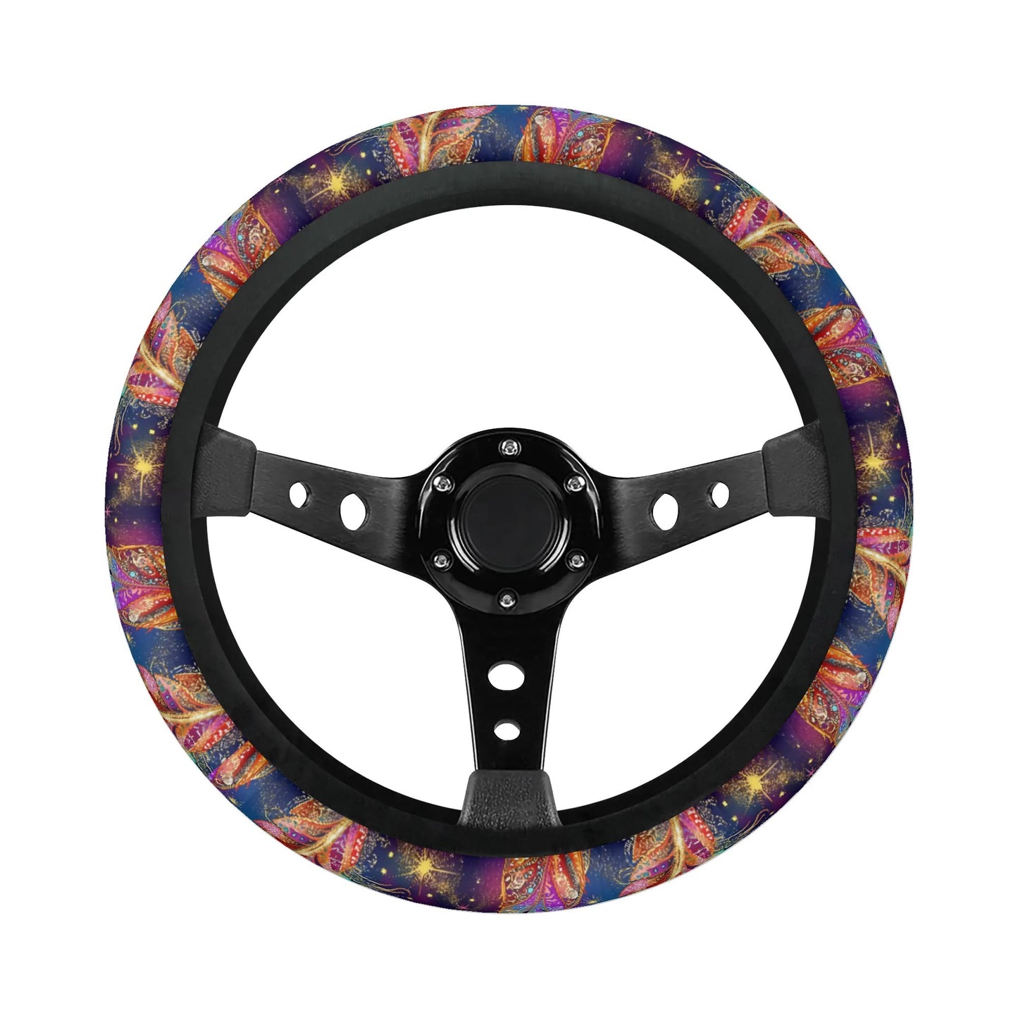 Mystical Vibe Feathers Car Steering Wheel Cover