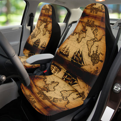 Old Ship Maps 11 Car Seat Covers - Front Seat Cover or Full Set Front and Back Seat Cover Universal Fit