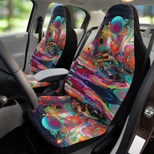 Psychedelic Landscape 3 Car Seat Cover - Front Seat Cover or Full Set Front and Back Seat Cover Universal Fit
