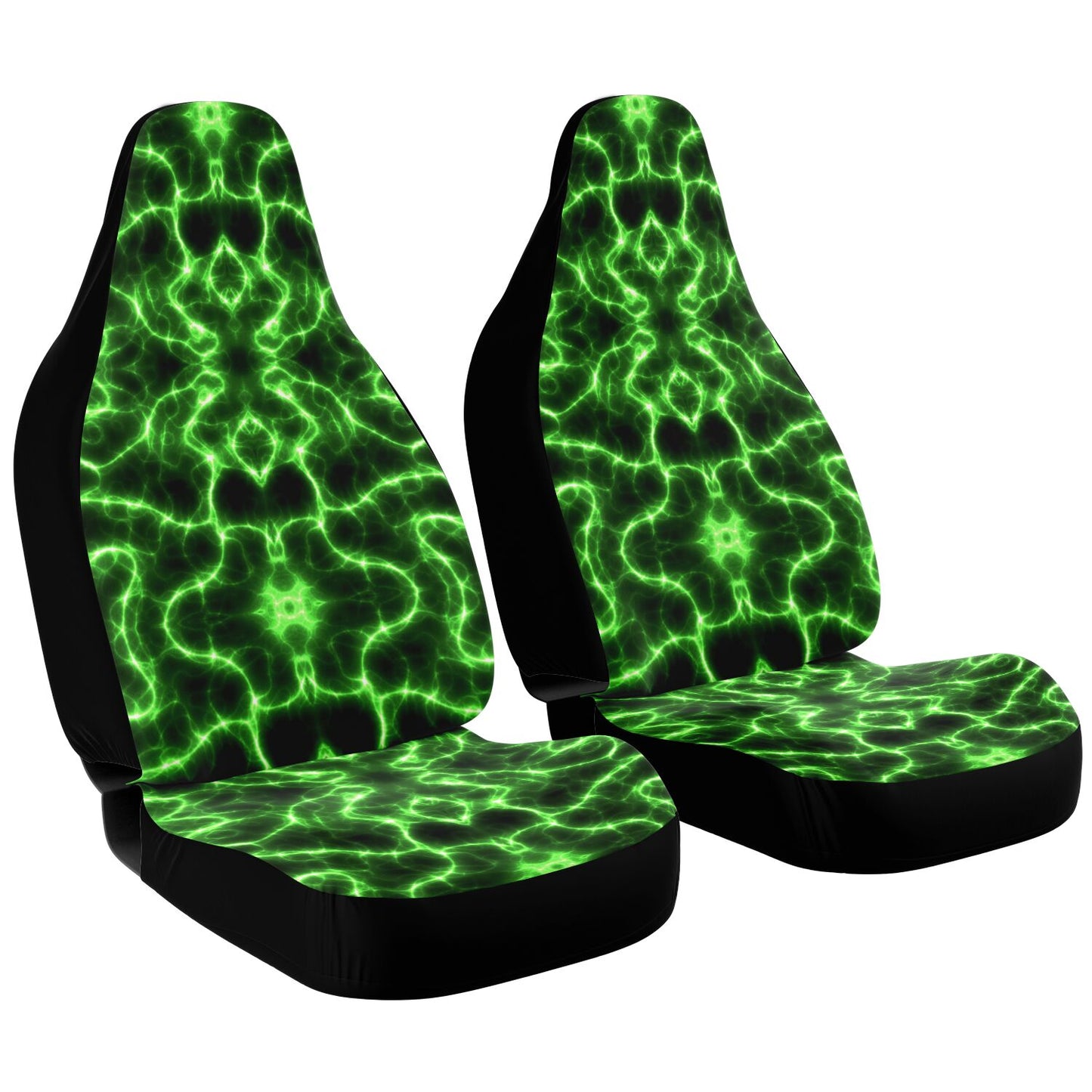 Green Lightning Car Seat Cover - Front Seat Cover or Full Set Front and Back Seat Cover Universal Fit
