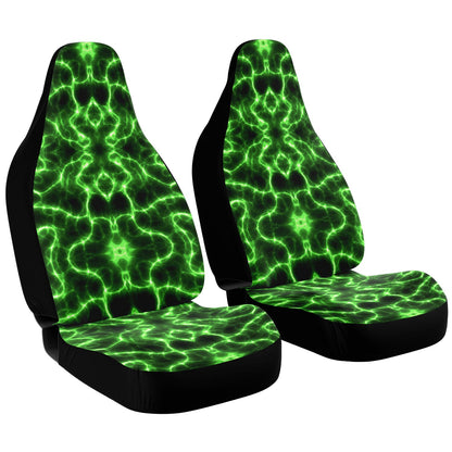 Green Lightning Car Seat Cover - Front Seat Cover or Full Set Front and Back Seat Cover Universal Fit