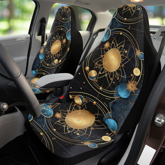 Celestial Planets Moon Car Seat Covers - Front Seat Cover or Full Set Front and Back Seat Cover Universal Fit