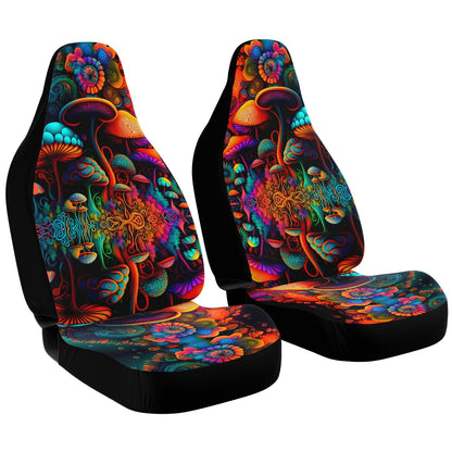 Psychedelic Mushrooms Car Seat Cover - Front Seat Cover or Full Set Front and Back Seat Cover Universal Fit