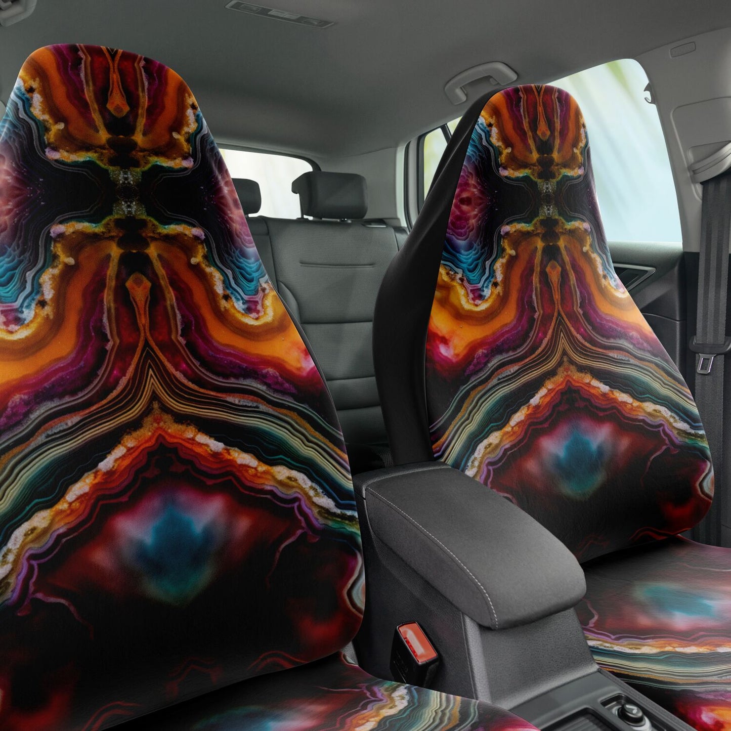 Cracked Geode Car Seat Cover - Front Seat Cover or Full Set Front and Back Seat Cover Universal Fit