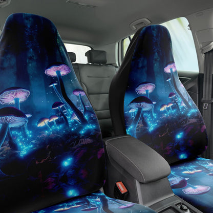 Blue Mushroom Car Seat Cover - Front Seat Cover or Full Set Front and Back Seat Cover Universal Fit