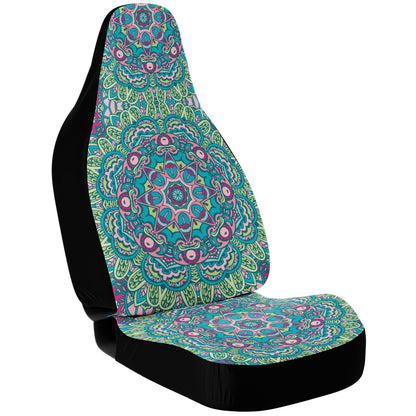 Mandala Blue Green Car Seat Cover - Front Seat Cover or Full Set Front and Back Seat Cover Universal Fit