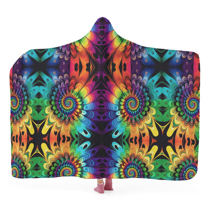 Rainbow Iron Cross Hooded Blanket - Micro Fleece Lining Cosy Sherpa Blanket