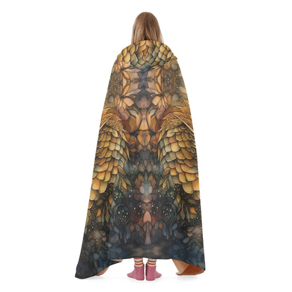 Golden Dragon Hooded Blanket - Micro Fleece Lining Cosy Sherpa Blanket