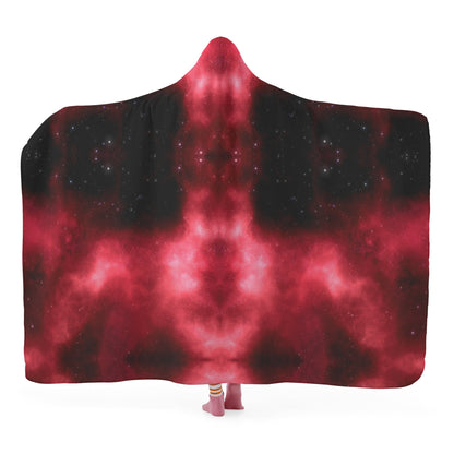 Red Mars Galaxy Hooded Blanket - Micro Fleece Lining Cosy Sherpa Blanket