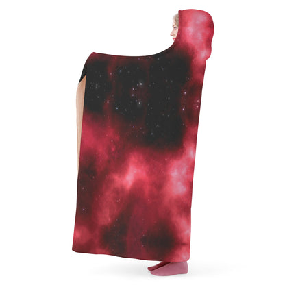 Red Mars Galaxy Hooded Blanket - Micro Fleece Lining Cosy Sherpa Blanket