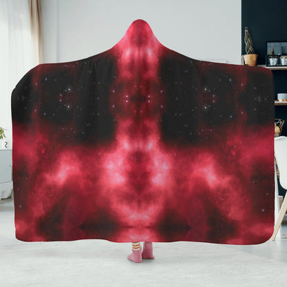 Red Mars Galaxy Hooded Blanket - Micro Fleece Lining Cosy Sherpa Blanket