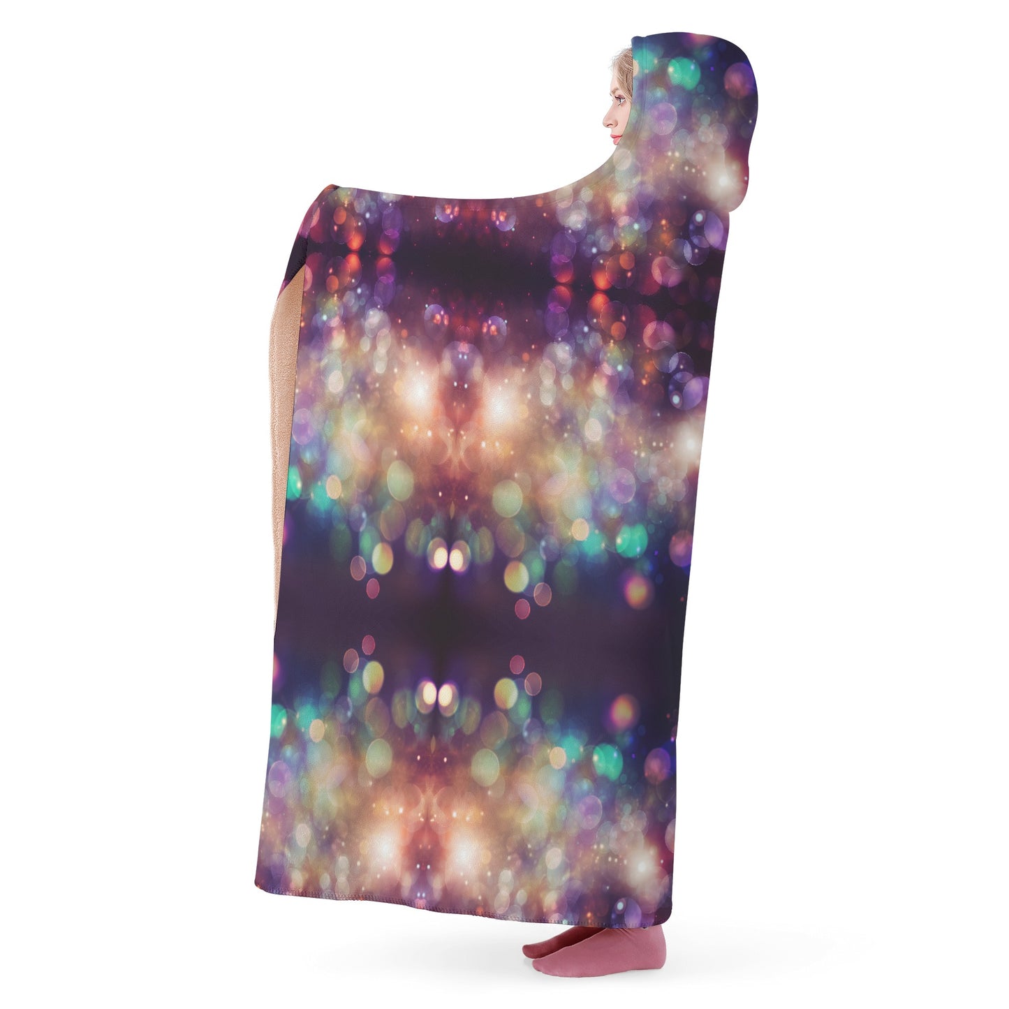 Sparkle Shimmer Hooded Blanket - Micro Fleece Lining Cosy Sherpa Blanket