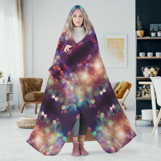 Sparkle Shimmer Hooded Blanket - Micro Fleece Lining Cosy Sherpa Blanket