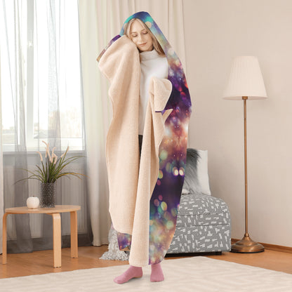 Sparkle Shimmer Hooded Blanket - Micro Fleece Lining Cosy Sherpa Blanket