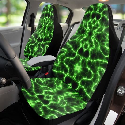 Green Lightning Car Seat Cover - Front Seat Cover or Full Set Front and Back Seat Cover Universal Fit