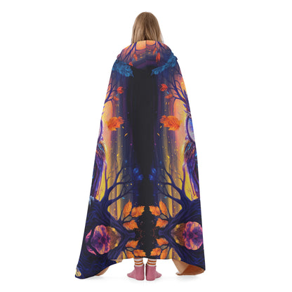 Psychedelic Owl Hooded Blanket - Micro Fleece Lining Cosy Sherpa Blanket