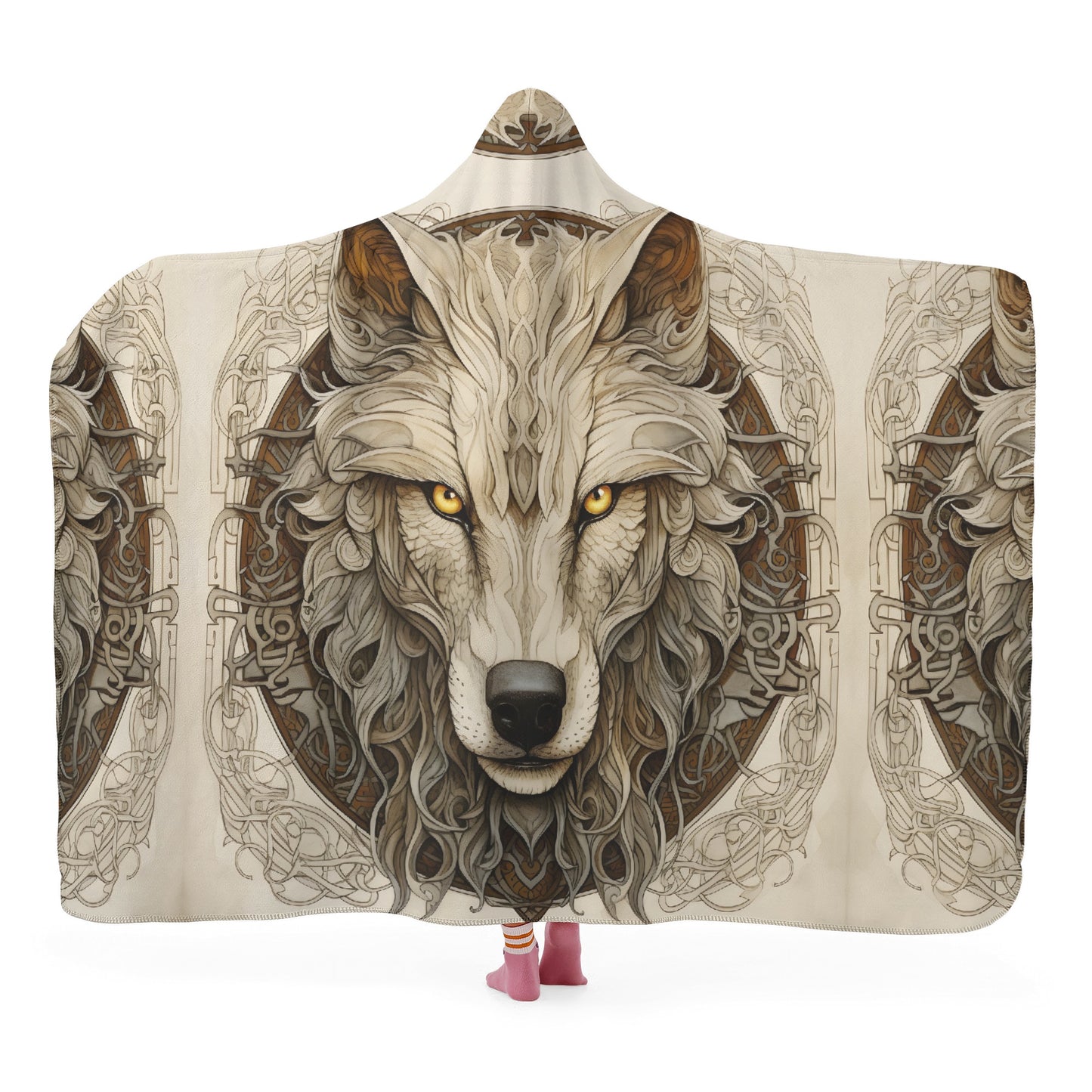 Dire Wolf Hooded Blanket - Micro Fleece Lining Cosy Sherpa Blanket