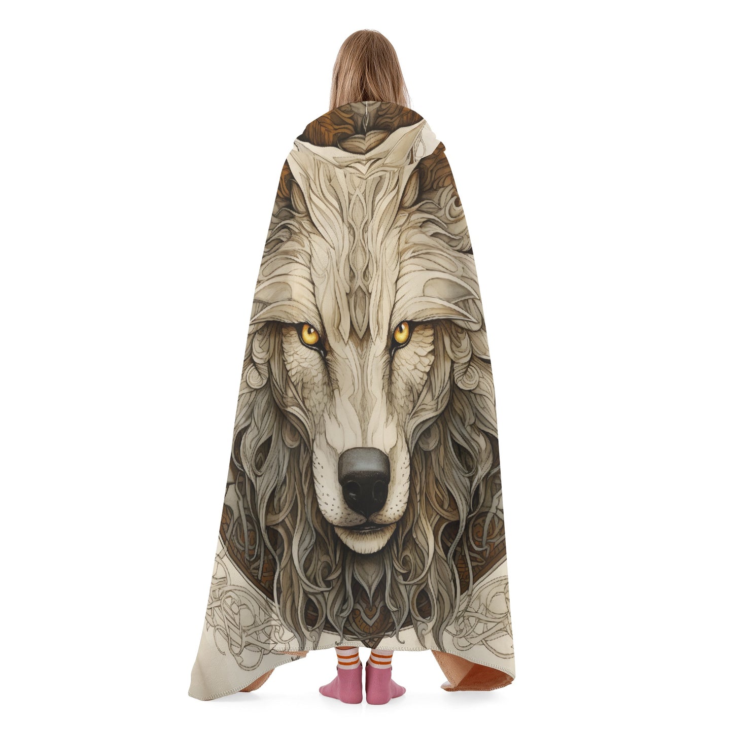 Dire Wolf Hooded Blanket - Micro Fleece Lining Cosy Sherpa Blanket