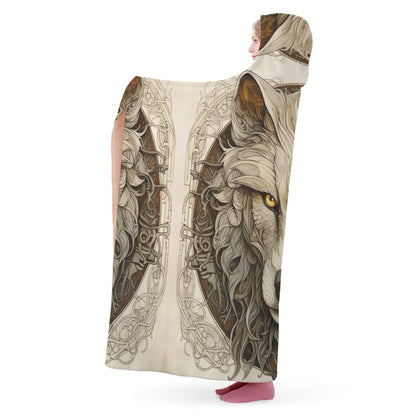 Dire Wolf Hooded Blanket - Micro Fleece Lining Cosy Sherpa Blanket