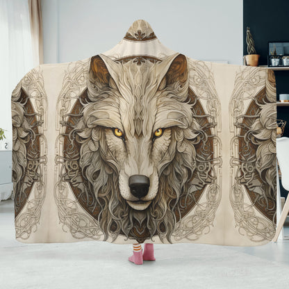 Dire Wolf Hooded Blanket - Micro Fleece Lining Cosy Sherpa Blanket