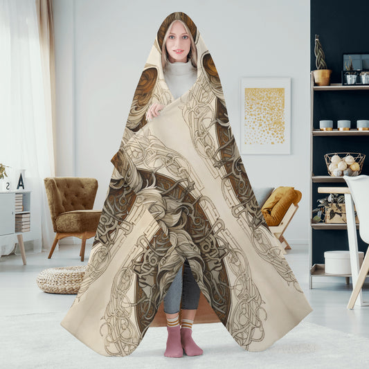 Dire Wolf Hooded Blanket - Micro Fleece Lining Cosy Sherpa Blanket