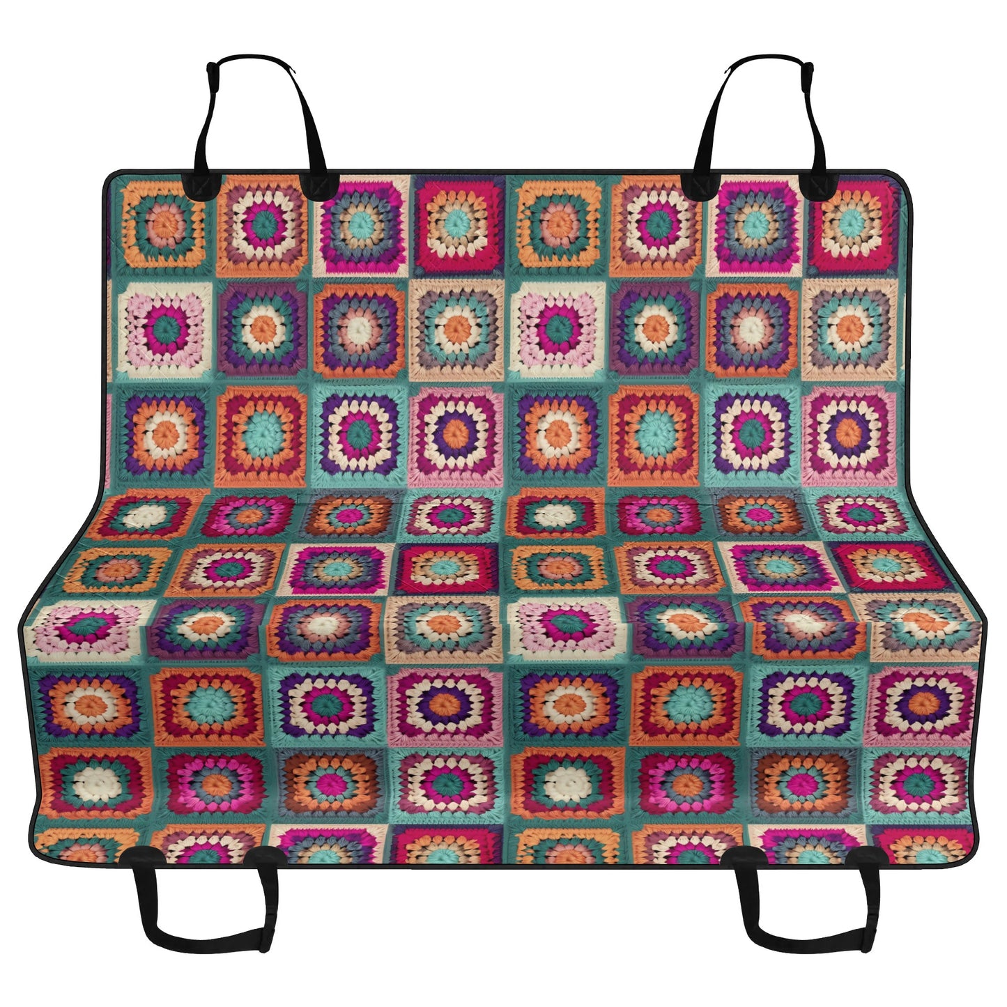 Granny Squares Car Pet Seat Cover - Waterproof Back Seat Cover Pet Hammock Dog Seat Protector
