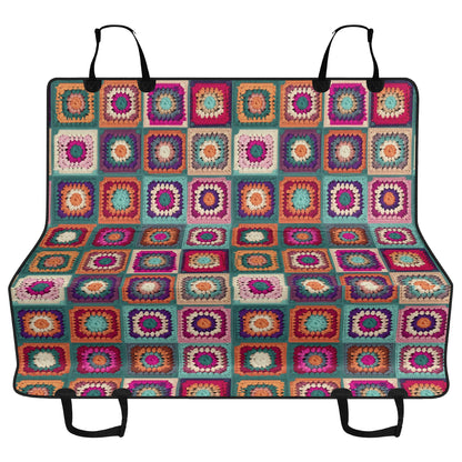 Granny Squares Car Pet Seat Cover - Waterproof Back Seat Cover Pet Hammock Dog Seat Protector