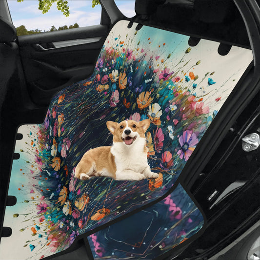 Wild Flower Meadow Car Pet Seat Cover - Waterproof Back Seat Cover Pet Hammock Dog Seat Protector