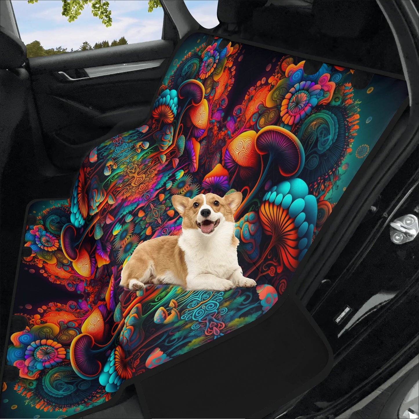 Psychedelic Mushrooms Car Pet Seat Cover - Waterproof Back Seat Cover Pet Hammock Dog Seat Protector