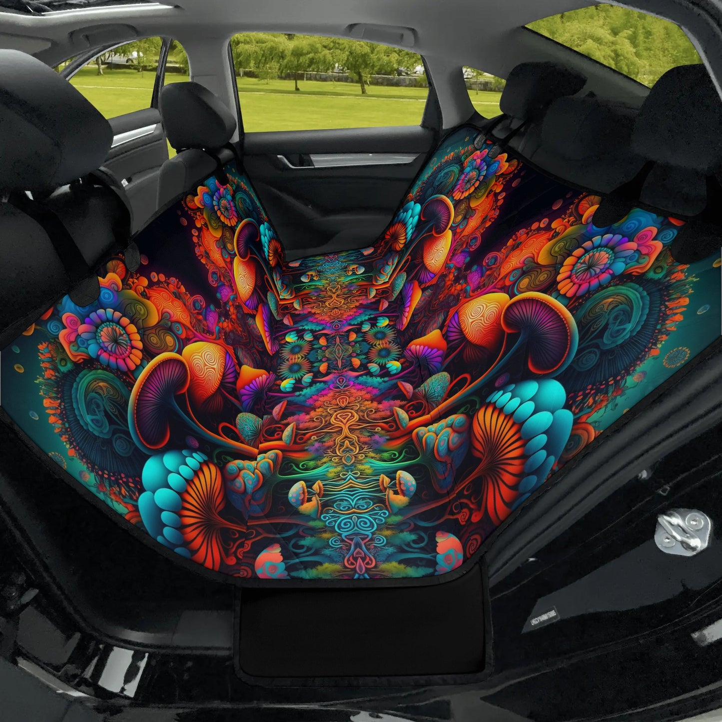 Psychedelic Mushrooms Car Pet Seat Cover - Waterproof Back Seat Cover Pet Hammock Dog Seat Protector