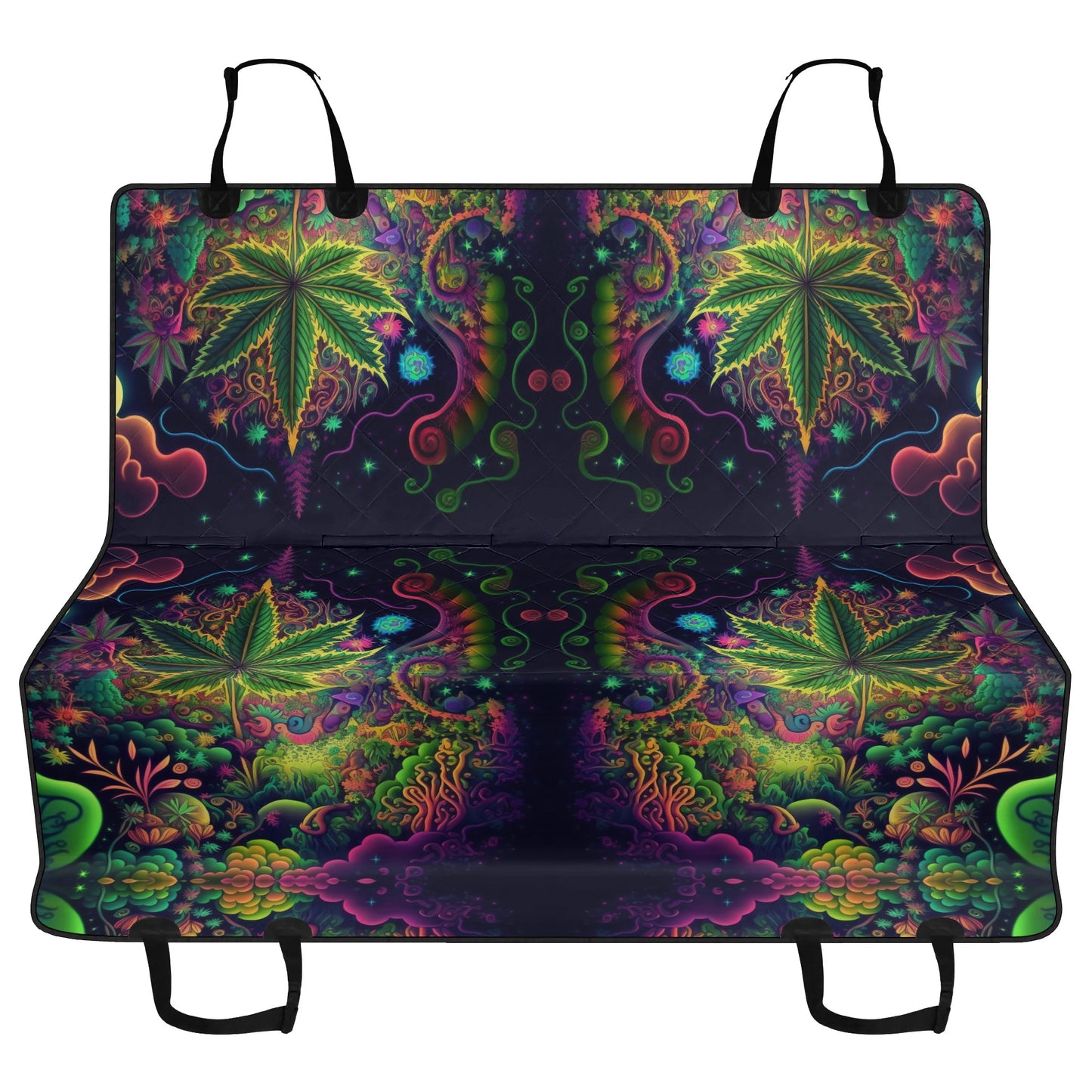 Psychedelic Green Leaf Car Pet Seat Cover - Waterproof Back Seat Cover Pet Hammock Dog Seat Protector