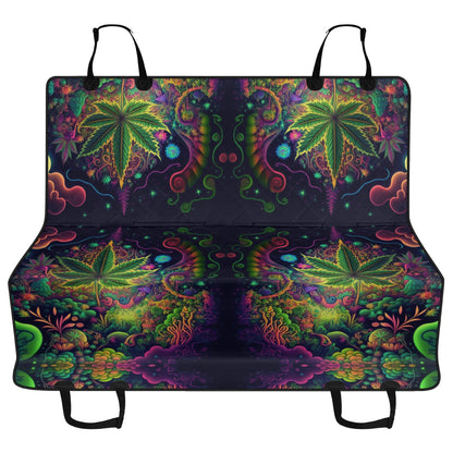 Psychedelic Green Leaf Car Pet Seat Cover - Waterproof Back Seat Cover Pet Hammock Dog Seat Protector
