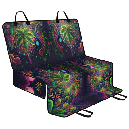 Psychedelic Green Leaf Car Pet Seat Cover - Waterproof Back Seat Cover Pet Hammock Dog Seat Protector
