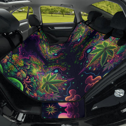 Psychedelic Green Leaf Car Pet Seat Cover - Waterproof Back Seat Cover Pet Hammock Dog Seat Protector