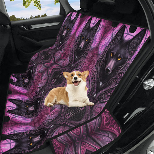 Wolf Midnight Purple Car Pet Seat Cover - Waterproof Back Seat Cover Pet Hammock Dog Seat Protector