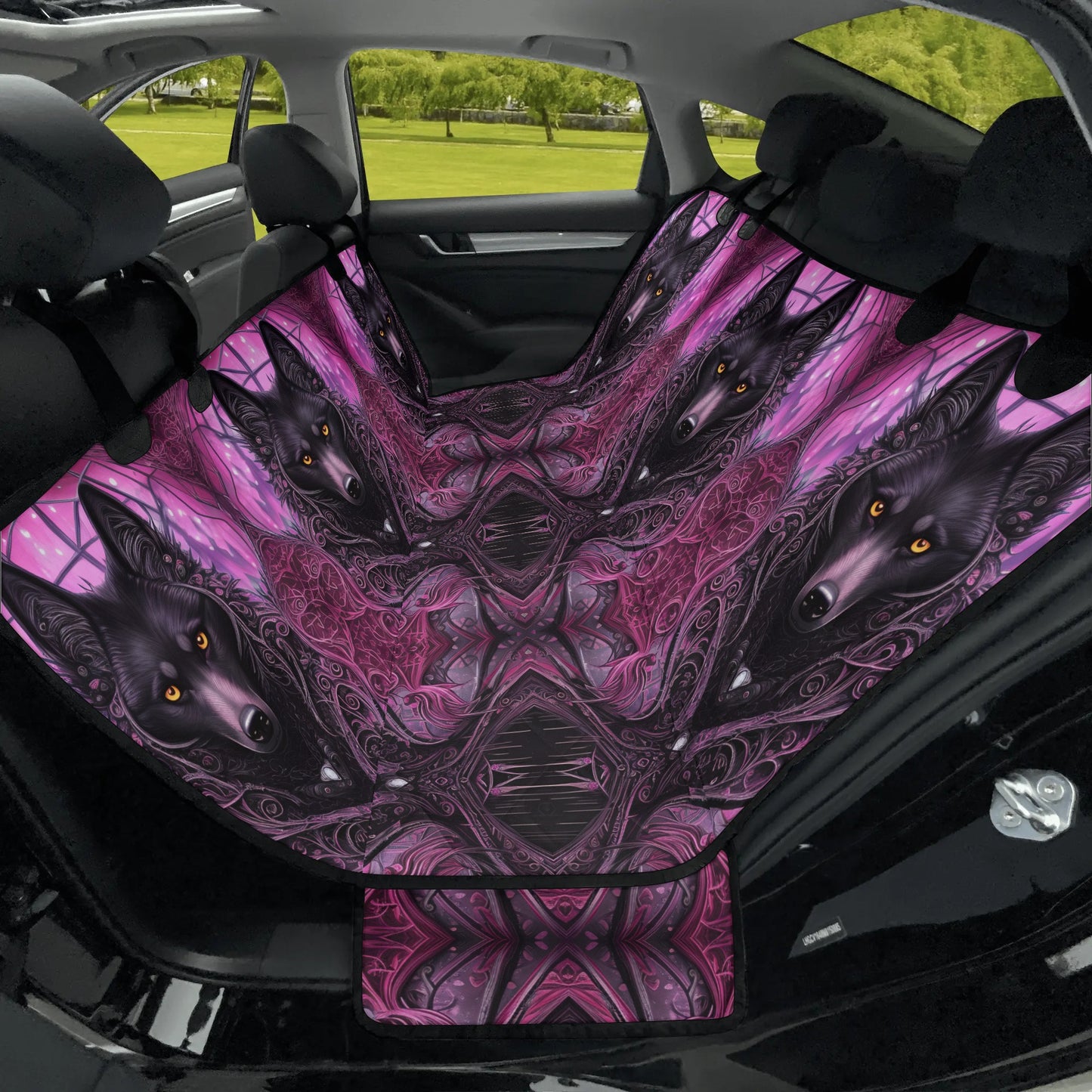 Wolf Midnight Purple Car Pet Seat Cover - Waterproof Back Seat Cover Pet Hammock Dog Seat Protector