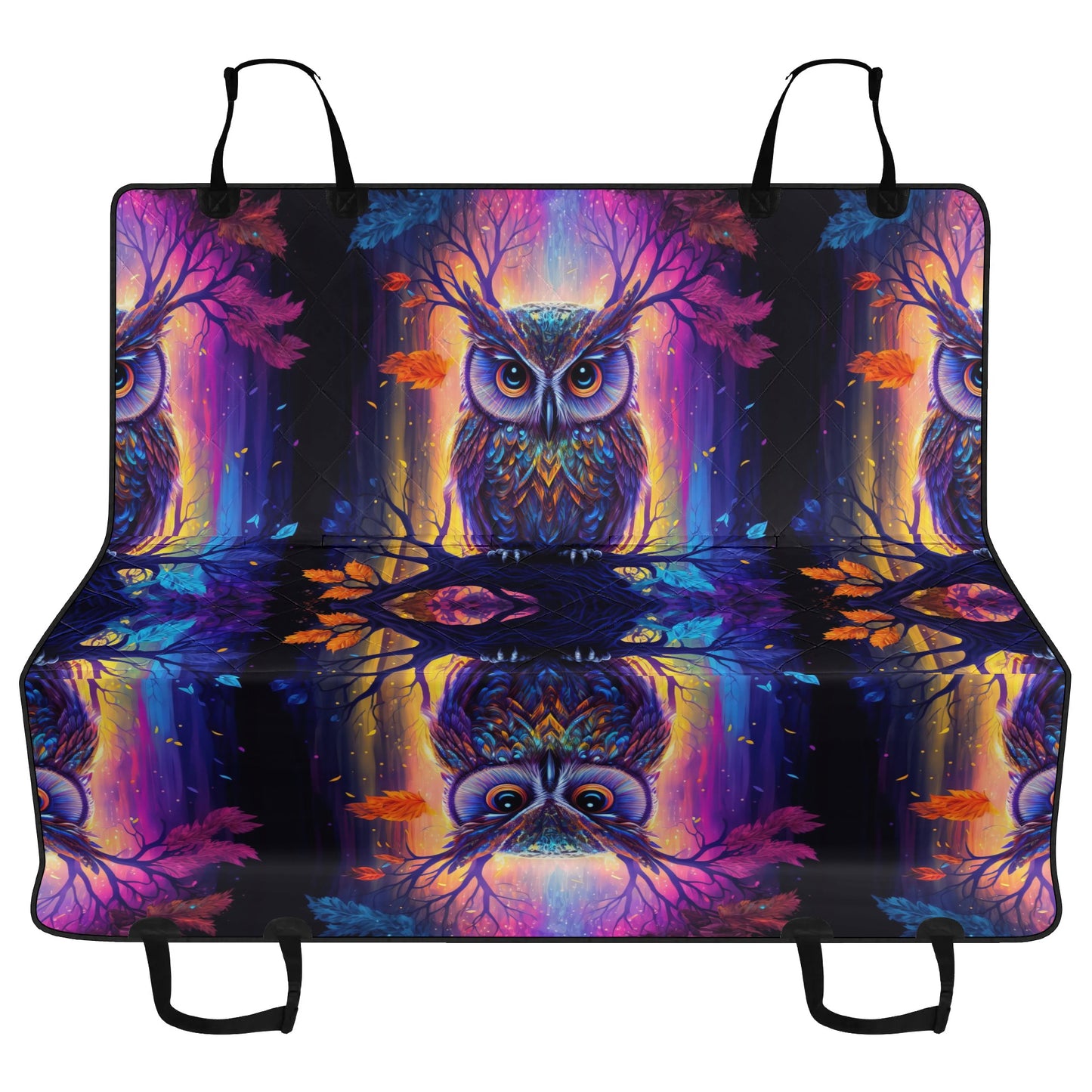 Psychedelic Owl Car Pet Seat Cover - Waterproof Back Seat Cover Pet Hammock Dog Seat Protector