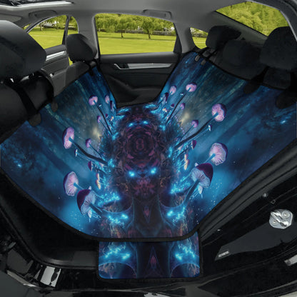 Blue Mushrooms Car Pet Seat Cover - Waterproof Back Seat Cover Pet Hammock Dog Seat Protector