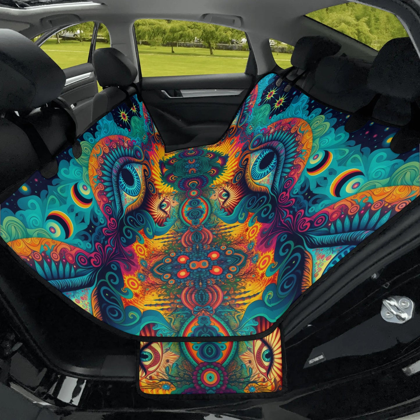 Psychedelic Eye Car Pet Seat Cover - Waterproof Back Seat Cover Pet Hammock Dog Seat Protector