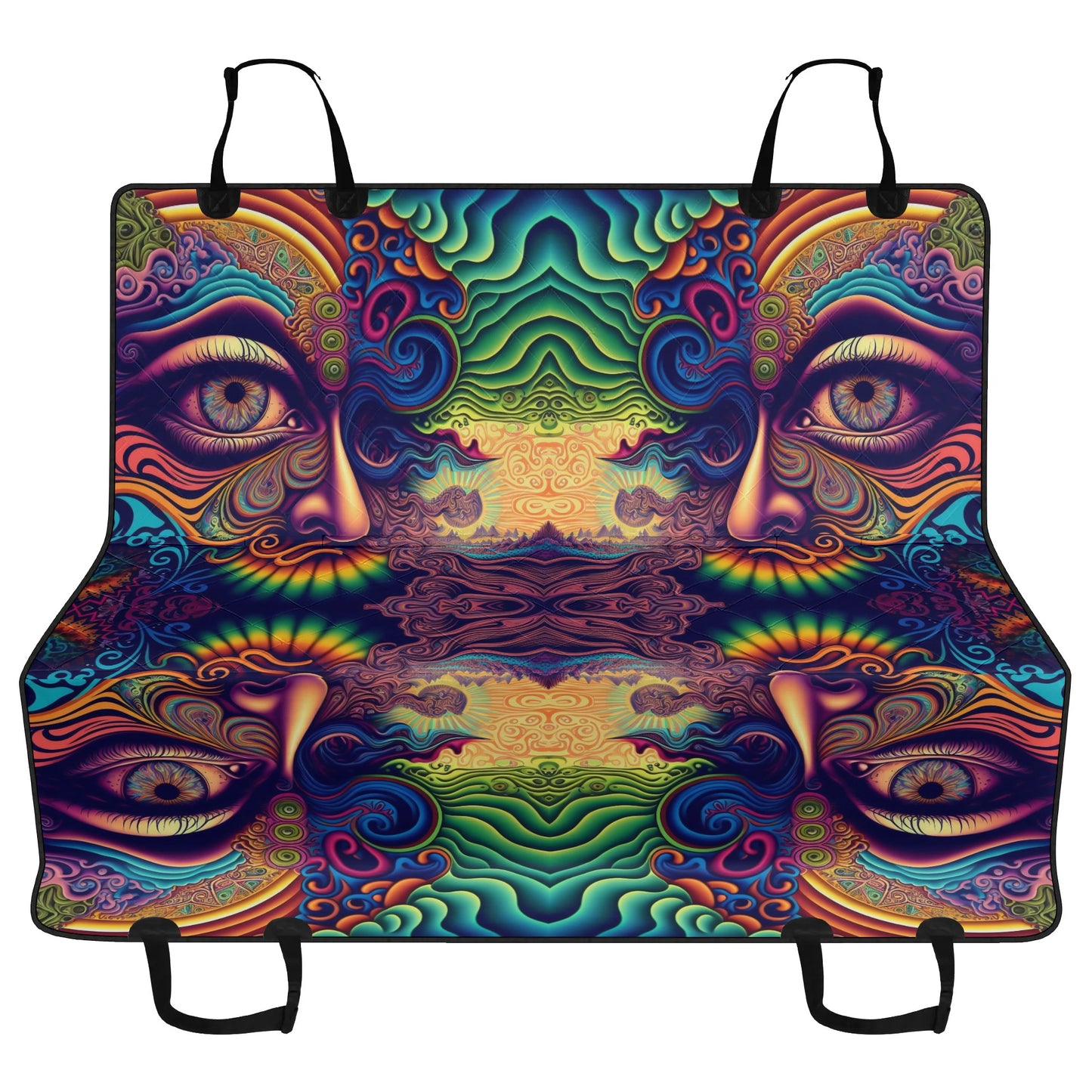 Psychedelic Face Car Pet Seat Cover - Waterproof Back Seat Cover Pet Hammock Dog Seat Protector