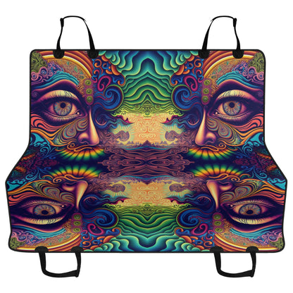 Psychedelic Face Car Pet Seat Cover - Waterproof Back Seat Cover Pet Hammock Dog Seat Protector