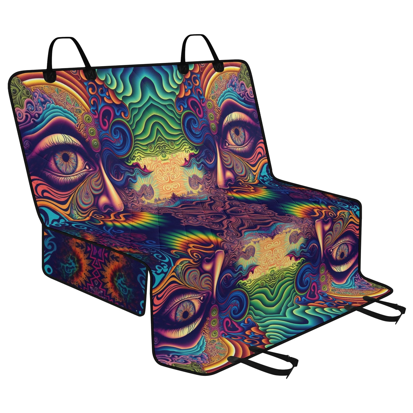 Psychedelic Face Car Pet Seat Cover - Waterproof Back Seat Cover Pet Hammock Dog Seat Protector