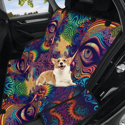 Psychedelic Face Car Pet Seat Cover - Waterproof Back Seat Cover Pet Hammock Dog Seat Protector